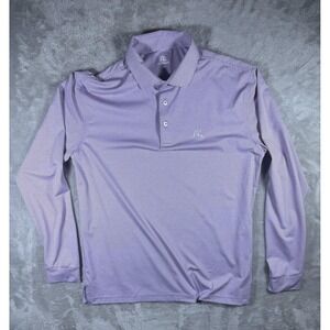 Rhoback Polo Shirt Mens Medium Purple Striped Long Sleeve Golf Performance
